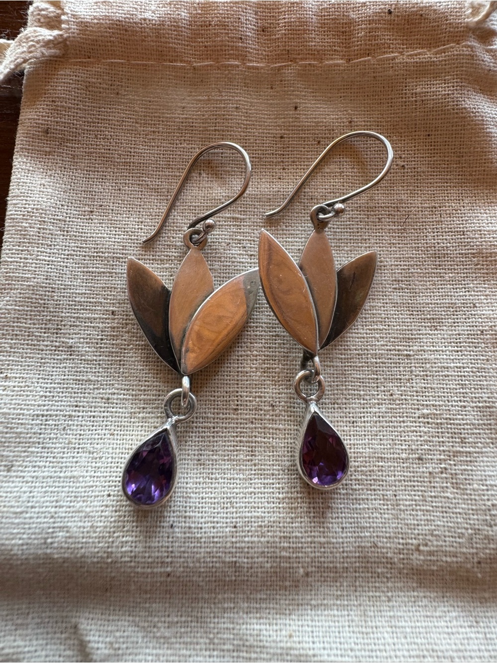 Amethyst and silver earrings